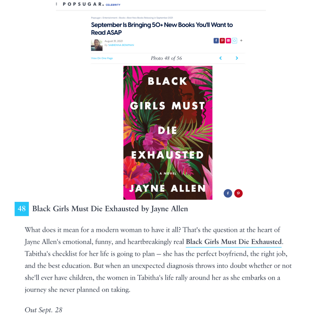 Popsugar Features Black Girls Must Die Exhausted as a Book to Read ASAP